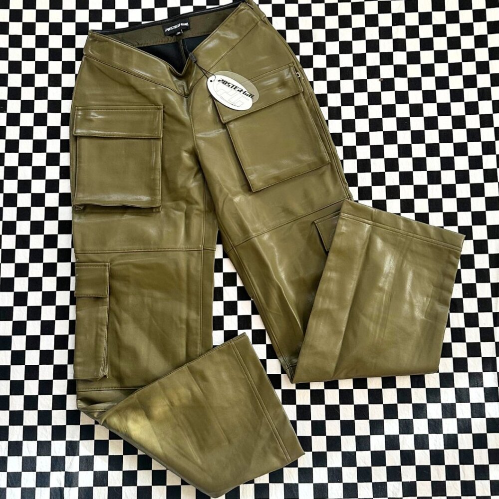 NWT POSTER GIRL PU Leather Low Rise Cargo Pants